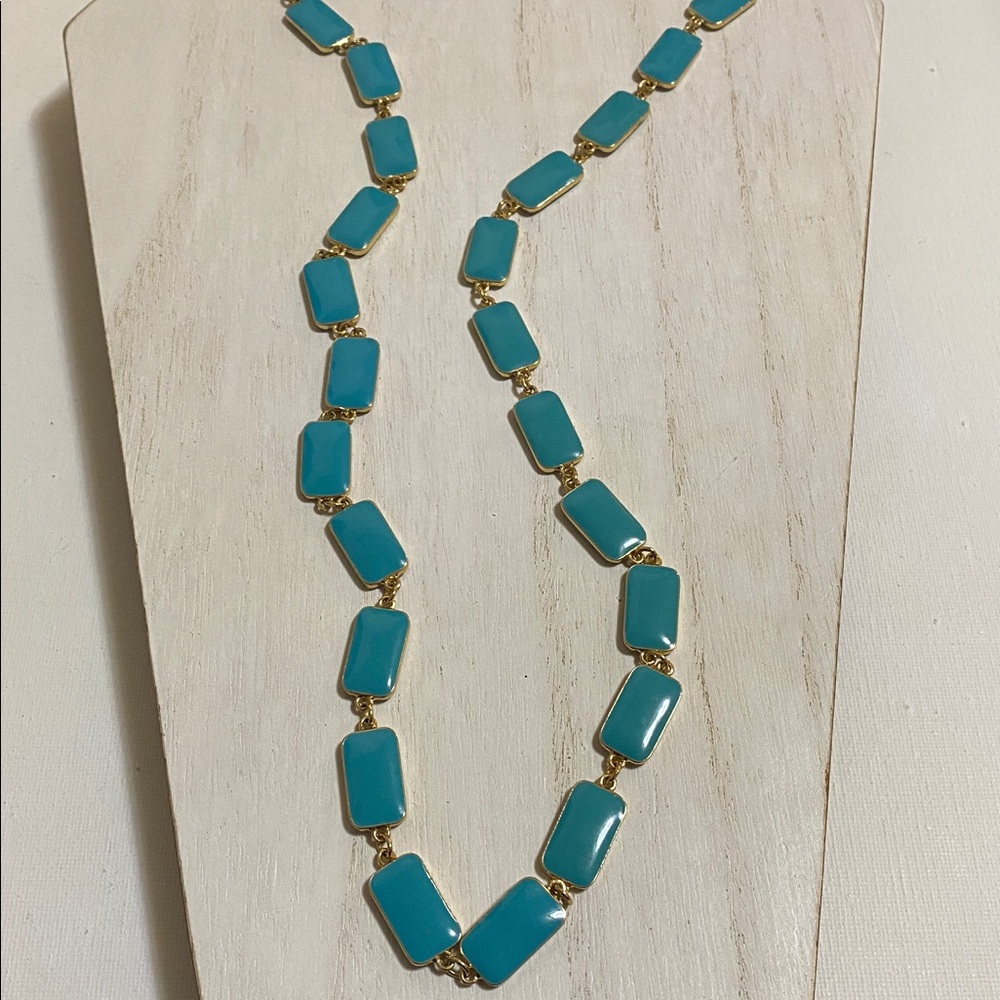 Kate spade long blue & gold tone necklace